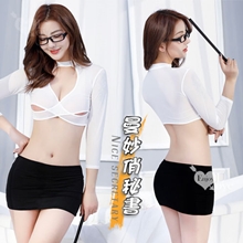 曼妙俏秘書！交叉鏤空包臀短裙角色扮演派對裝