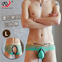 【網將WJ】前鈕扣拆卸袋內吊環後開檔 - 網眼三角內褲﹝淺綠 L﹞