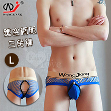 【網將WJ】前鈕扣拆卸袋內吊環後開檔 - 網眼三角內褲﹝藍 L﹞