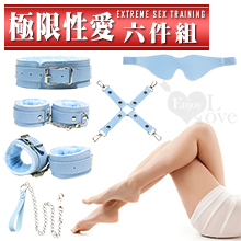 SM遊戲 ‧ 極限性愛調教 毛絨/皮革道具六件組﹝淺藍﹞