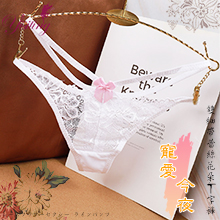 寵愛今夜！雙細帶蕾絲花朵性感美臀T字褲﹝白﹞