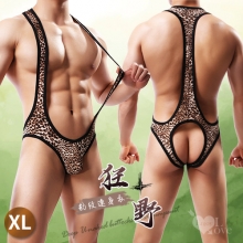 《 Enjoy Love 》深U裸臀狂野豹紋連身衣﹝XL﹞