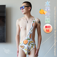 《 Enjoy Love 》男同水果愛戀透氣網孔單肩式連身衣 - 柳橙 ﹝XL﹞