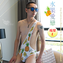 《 Enjoy Love 》男同水果愛戀透氣網孔單肩式連身衣 - 鳳梨 ﹝L﹞