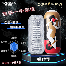 ROSELEX 勞樂斯‧ 快樂一手掌握 多橫紋摩擦通道Q彈水晶膠體自慰套﹝螺旋型﹞