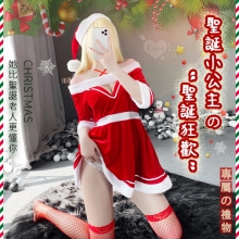 聖誕魅力／新年狂歡派對！交叉繫帶絲絨毛邊一字領露美溝連身裙四件式套裝