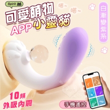 小靈貓．APP手機遙控款 吸震合一 萌趣潮玩多功能按摩器﹝10頻外吸內震+兩種操控模式+親膚矽膠+靜音防水﹞白漸變紫系【特別提供保固6個月】