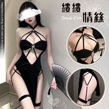 仿旗袍睡衣！絲絨亮面蜘蛛裝飾放射線條側邊高衩兩件組【2000元滿額貴賓禮】