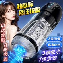 Hgod 動感杯 ‧ 深度感官享受多智能吮吸電動飛機杯﹝3頻收縮吸吮X7頻震動+3國語音發聲+耳機+USB充電﹞